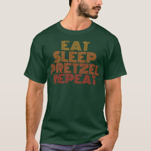 食べ睡眠プレツェルおもしろいレトロヴィンテージ Tシャツ