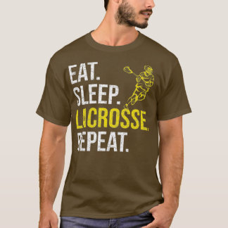 食べ睡眠ラクロスリピートSports Team Gift Men Tシャツ