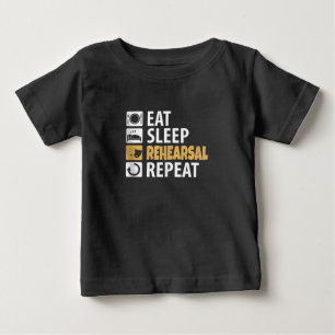 食べ睡眠リハーサルリピート – 演劇引用文演技 ベビーTシャツ