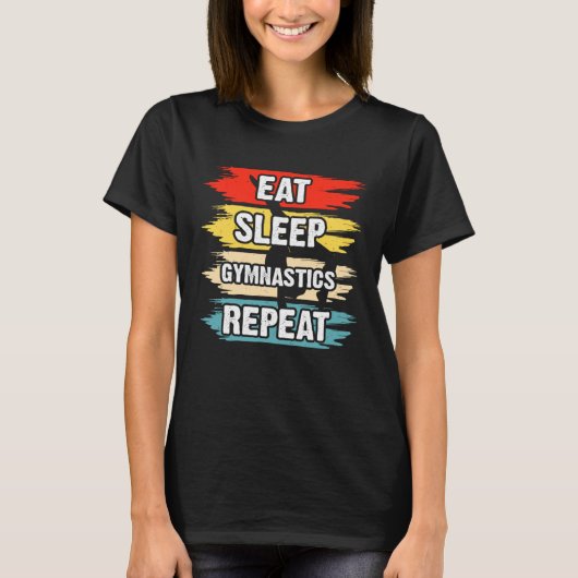 食べ睡眠体操リピート1 Tシャツ (正面)