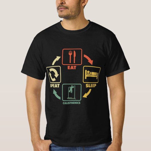 食べ睡眠体操 Tシャツ (正面)