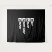 食べ睡眠愛の羊の繰り返し |おもしろい引用文 タペストリー (正面(横))