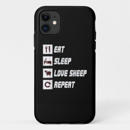 食べ睡眠愛の羊の繰り返し |おもしろい引用文 Case-Mate iPhoneケース (裏面)
