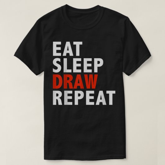 食べ睡眠描おもしろい写リピートのアニメ師の贈り物 Tシャツ (デザイン正面)