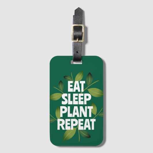 食べ睡眠植物繰り返おもしろいしガーデニングパン旅行 ラゲッジタグ (正面縦)
