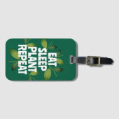 食べ睡眠植物繰り返おもしろいしガーデニングパン旅行 ラゲッジタグ (正面横)