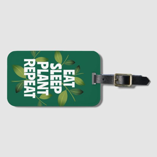 食べ睡眠植物繰り返おもしろいしガーデニングパン旅行 ラゲッジタグ (正面横)