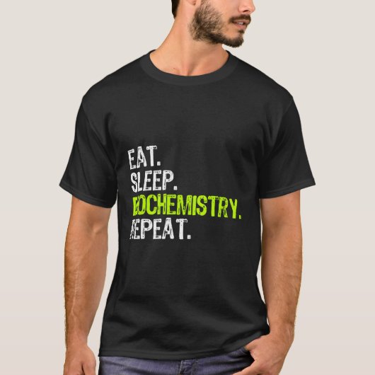 食べ睡眠生化学リピーター生化学おもしろいGif Tシャツ (正面)