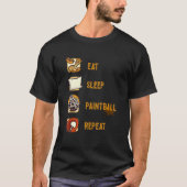 食べ睡眠痛みボール繰り返しスピードボー絵を描ルエアーガン Tシャツ (正面)