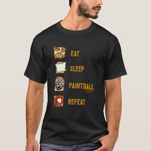 食べ睡眠痛みボール繰り返しスピードボー絵を描ルエアーガン Tシャツ (正面)