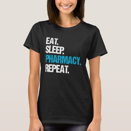 食べ睡眠薬局リピーターおもしろいシャツ薬局G Tシャツ (正面)