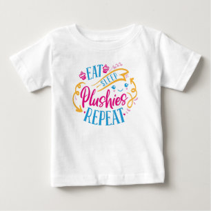 食べ睡眠薬 可愛おもしろいカラフルい ベビーTシャツ