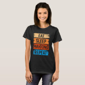 食べ睡眠麻雀リポおもしろいート麻雀 Tシャツ (正面フル)
