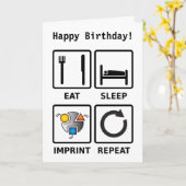 食べ睡眠,インプリント,誕生日カード2の繰り返し カード (黄色い花)