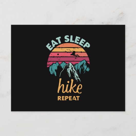 食べ睡眠、ハイキング、リピート ポストカード (正面)