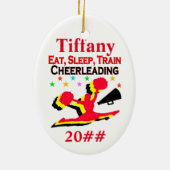 食べ睡眠、応援パーソナライズされた及び日付オーナメント セラミックオーナメント (裏面)