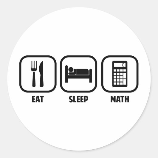 食べ睡眠，数学 ラウンドシール (正面)