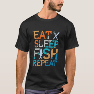 ,食べ睡眠,魚,リピート低音魚釣りTシャツFunn Tシャツ