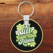 食べ睡眠Good Vibes Repeat キーホルダー (正面)