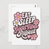 食べ睡眠Good Vibes Repeat ポストカード (正面/裏面)