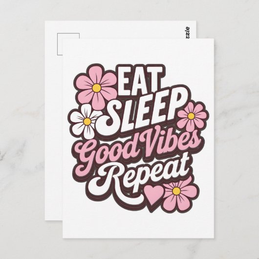 食べ睡眠Good Vibes Repeat ポストカード (正面/裏面)