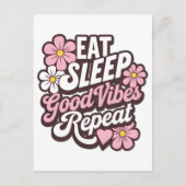 食べ睡眠Good Vibes Repeat ポストカード (正面)