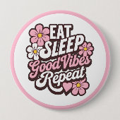 食べ睡眠Good Vibes Repeat 缶バッジ (正面)