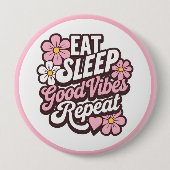 食べ睡眠Good Vibes Repeat 缶バッジ (正面)
