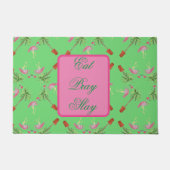 食べ祈スレイピンクフラミンゴフラミンゴスパームゴスヤシ ドアマット (正面)