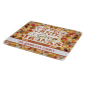 食べ祈与え感謝してい秋感謝祭タイポグラフィ カッティングボード (角)