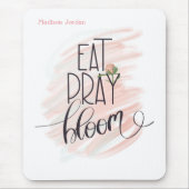 食べ祈開花ピンクローズモノグラム名 マウスパッド (正面)