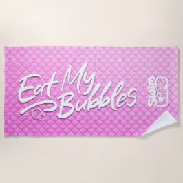 「食べ私の泡」がピンクの人生をはかりで測泳ぐ ビーチタオル