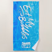 「食べ私の泡」がライフプールをクール泳ぐ ビーチタオル (正面)