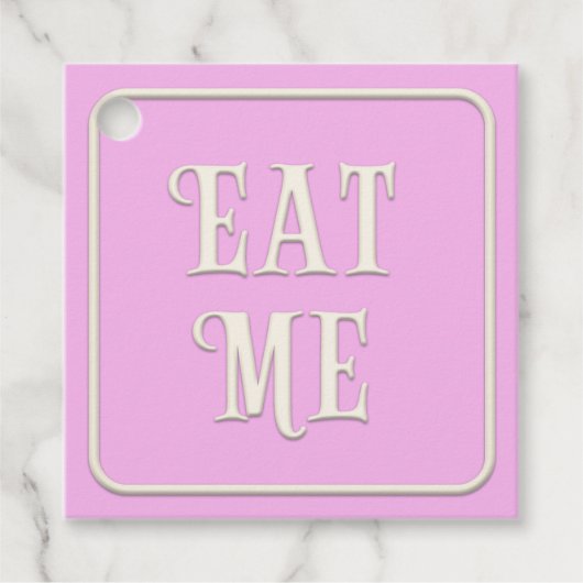 「食べ私」お茶ビクトリアンパーティーピンクスクエアカスタム フェイバータグ (正面)