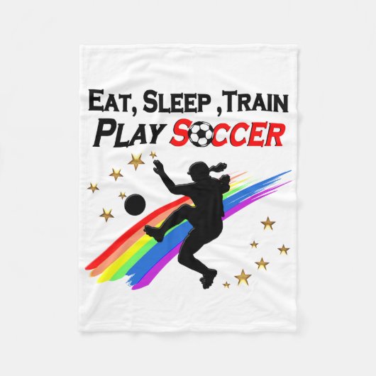 食べ終日の遊サッカー フリースブランケット (正面)