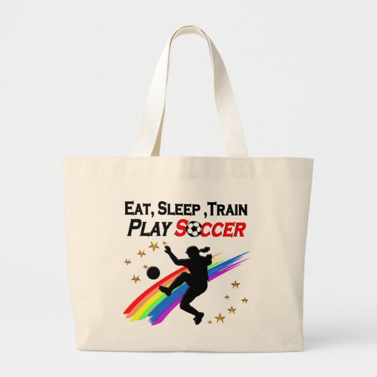 食べ終日の遊サッカー ラージトートバッグ (正面)