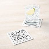 食べ結婚したドリンク&ビーモダンズ結婚 スクエアペーパーコースター (インサイチュ)