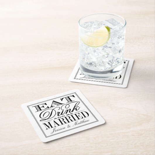 食べ結婚したドリンク&ビーモダンズ結婚 スクエアペーパーコースター (インサイチュ)