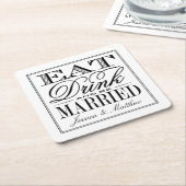 食べ結婚したドリンク&ビーモダンズ結婚 スクエアペーパーコースター (アングル)