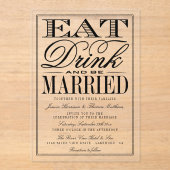 食べ結婚したドリンク&ビーモダンタイポグラフィ結婚ズ アクリル招待状 (正面)
