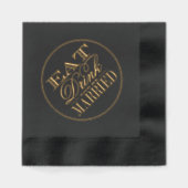 食べ結婚したドリンク&ビーモダンタイポグラフィ結婚ズ 箔ナプキン (正面)