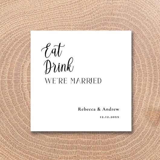 食べ結婚したパーソナライズされたのナプキ結婚ンを飲む スタンダードカクテルナプキン