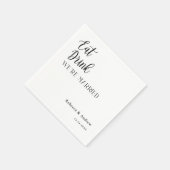 食べ結婚したパーソナライズされたのナプキ結婚ンを飲む スタンダードカクテルナプキン (角)