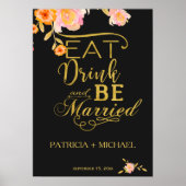 食べ結婚した飲みエレガントてフェイク金ゴールド ポスター (正面)