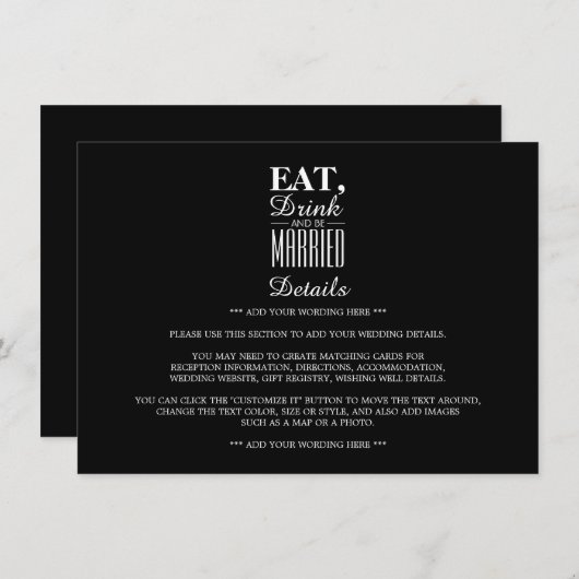 食べ結婚した飲み食い結婚の詳細 エンクロージャーカード (正面/裏面)