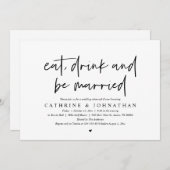 食べ結婚した飲んでリハ結婚ーサル 招待状 (正面/裏面)