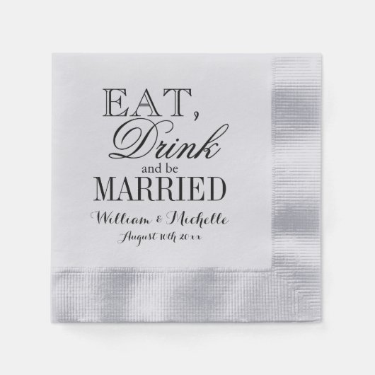 食べ結婚した飲んで銀結婚造りの 縁ありカクテルナプキン (正面)