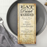 食べ結婚したDrink & Be Vintage Wedding Menus メニュー<br><div class="desc">ドリンクと食べBeヴィンテージ結婚したウェディングメニューカード。</div>