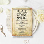 食べ結婚したDrink & Be Vintage Wedding Menus メニュー<br><div class="desc">ドリンクと食べBeヴィンテージ結婚したウェディングメニューカード。</div>