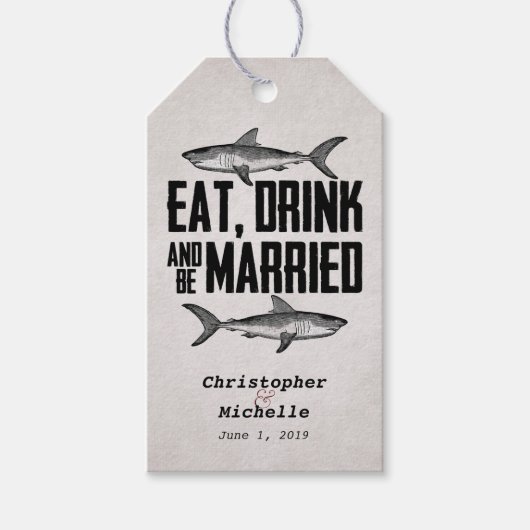 食べ結婚したSharkのギフト結婚ラベル ギフトタグ (正面)